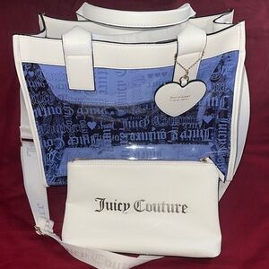 Juicy Couture Blue and White Cityscape Tote Set